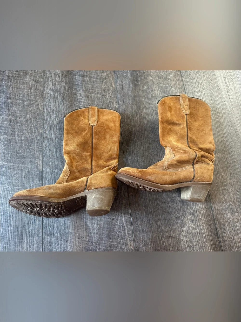 Vibram Men's Brown Suede Slip-On Western Boots